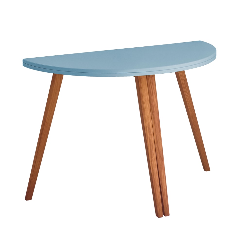 Ragaba Ausziehbarer halbrunder Esstisch aus Esche und MDF, Taubenblau style modern - Holz