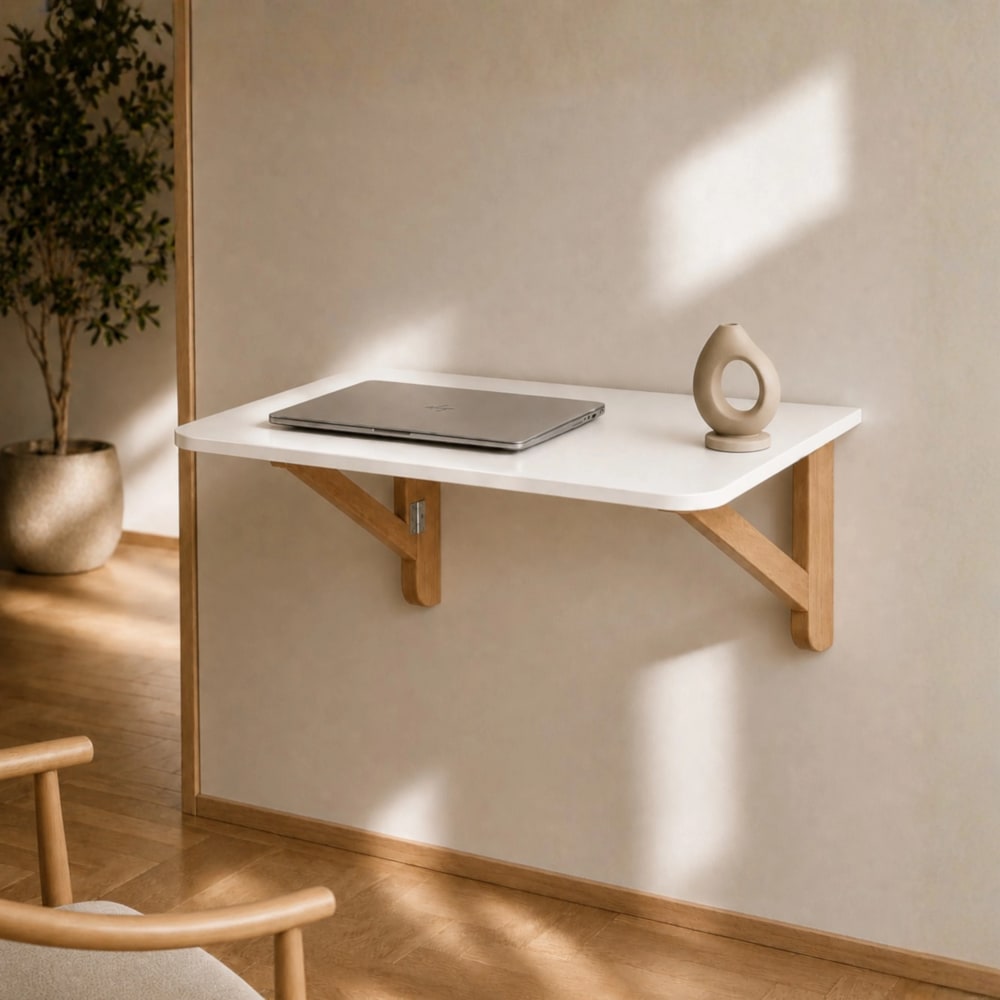 Ragaba Klappbarer Wandtisch, Massivesche, MDF, Weiß style modern Weiß Holz