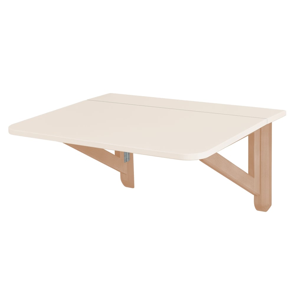Klappbarer Wandtisch, Massivesche, MDF, Perlweiß - Maisons Du