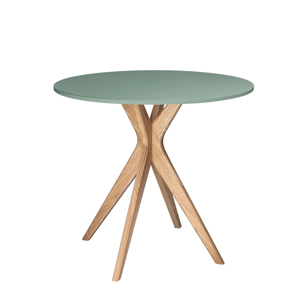 Ragaba Runder Esstisch, Massivesche, MDF, Salbeigrün style modern - Holz