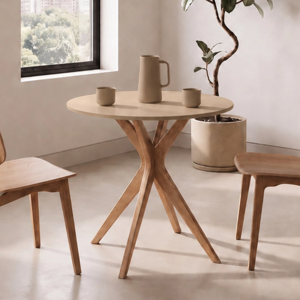 Runder Esstisch, Massivesche, MDF, Braun Beige - Maisons Du Monde