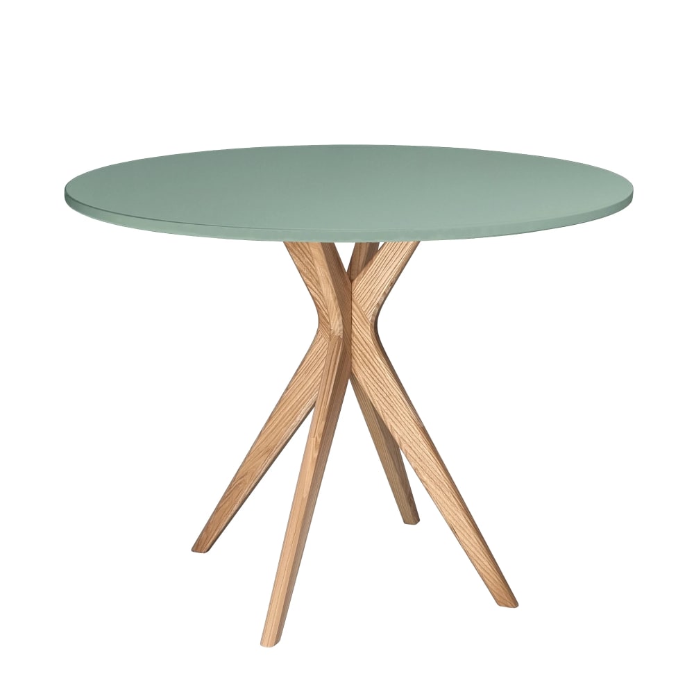 Ragaba Runder Esstisch, Massivesche, MDF, Salbeigrün style modern - Holz