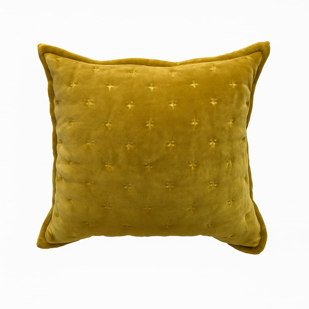 Coussin en coton velours jaune moutarde oeko-tex® 45 x 45