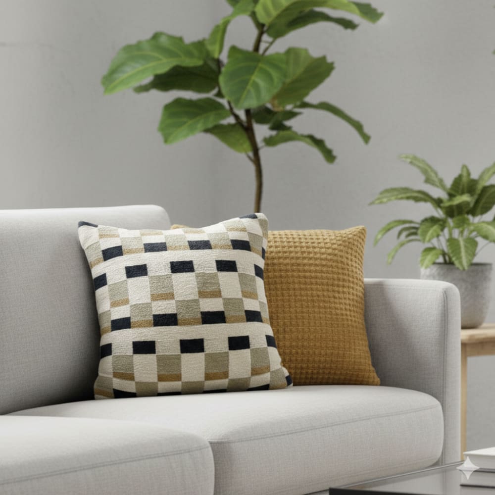 Nordlys Kissen aus Samtbaumwolle in Beige OEKO-TEX 45 × 45 Beige Öko-Tex Zertifikat Samt