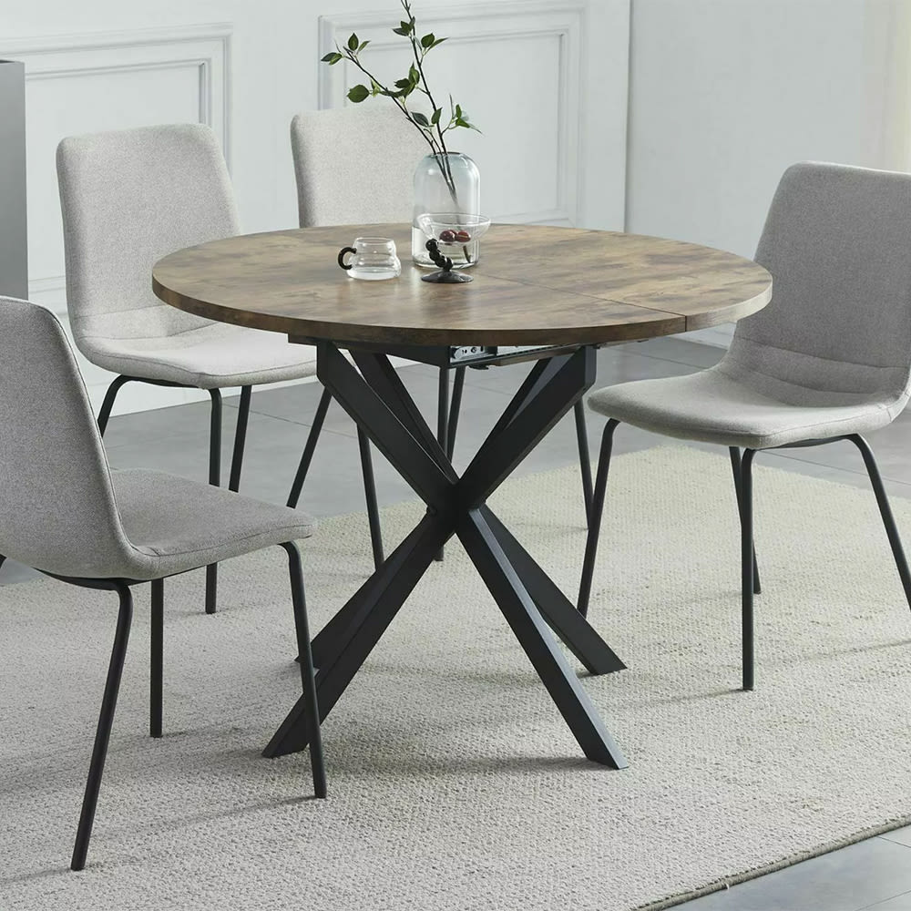 Esstisch ausziehbar aus MDF 100-135x100x75cm, vintage nussbaum -