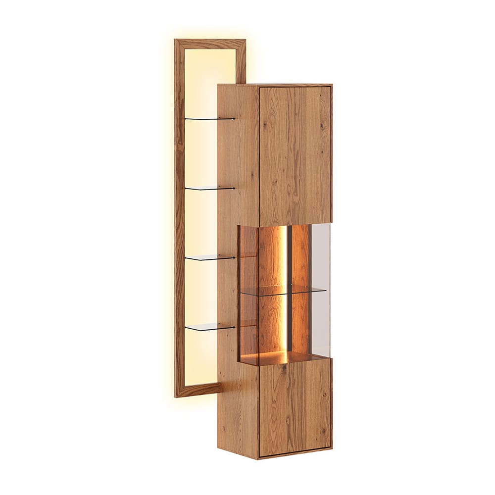 Feldmann-Wohnen Hängevitrine mit Glastür aus Massivholz 73x37x175cm, wildeiche natur style modern Braun