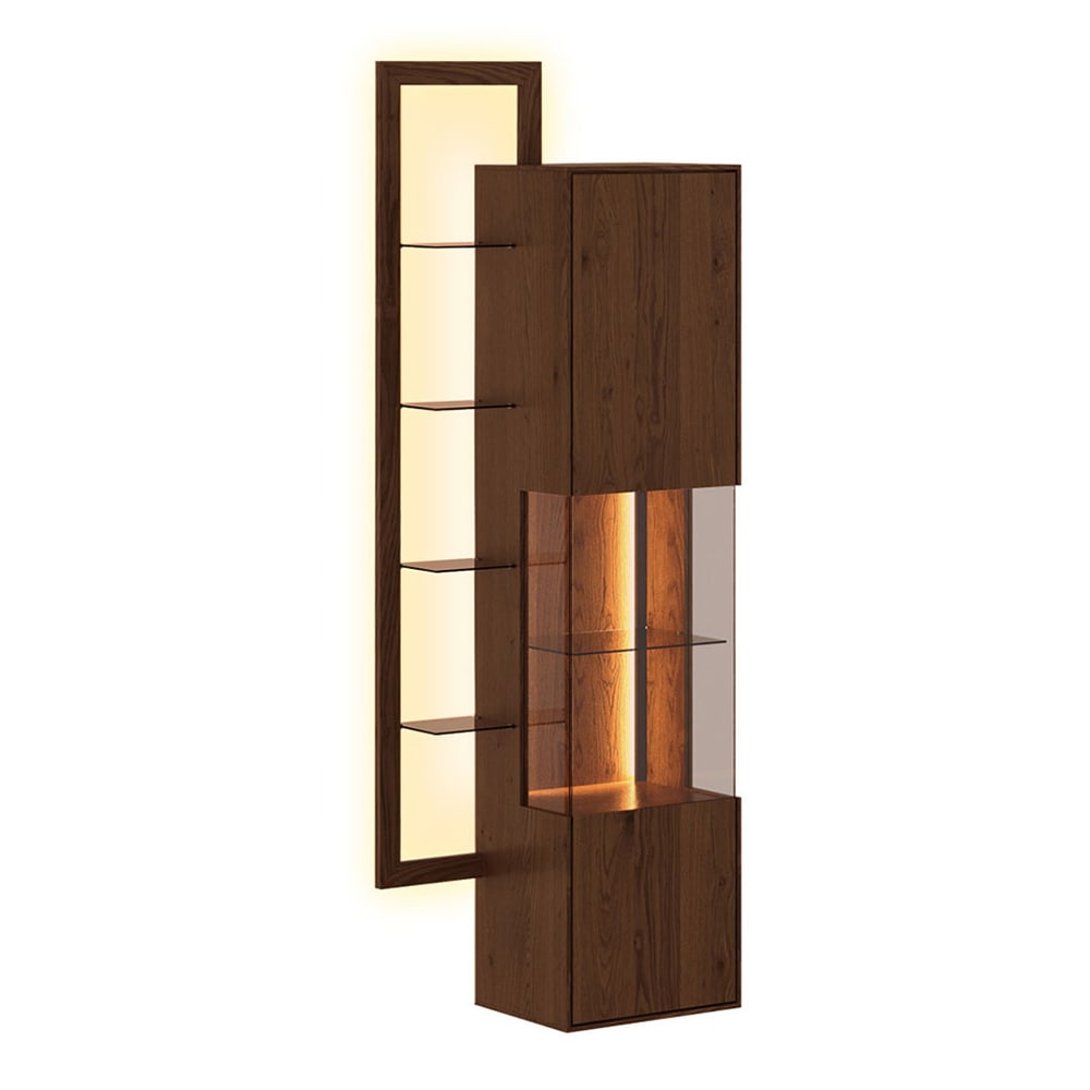 Feldmann-Wohnen Hängevitrine mit Glastür aus Massivholz 73x37x175cm, wildeiche tabak style modern Braun