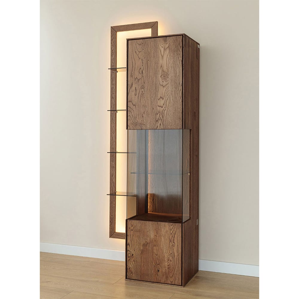 Hängevitrine mit Glastür aus Massivholz 73x37x175cm, wildeiche
