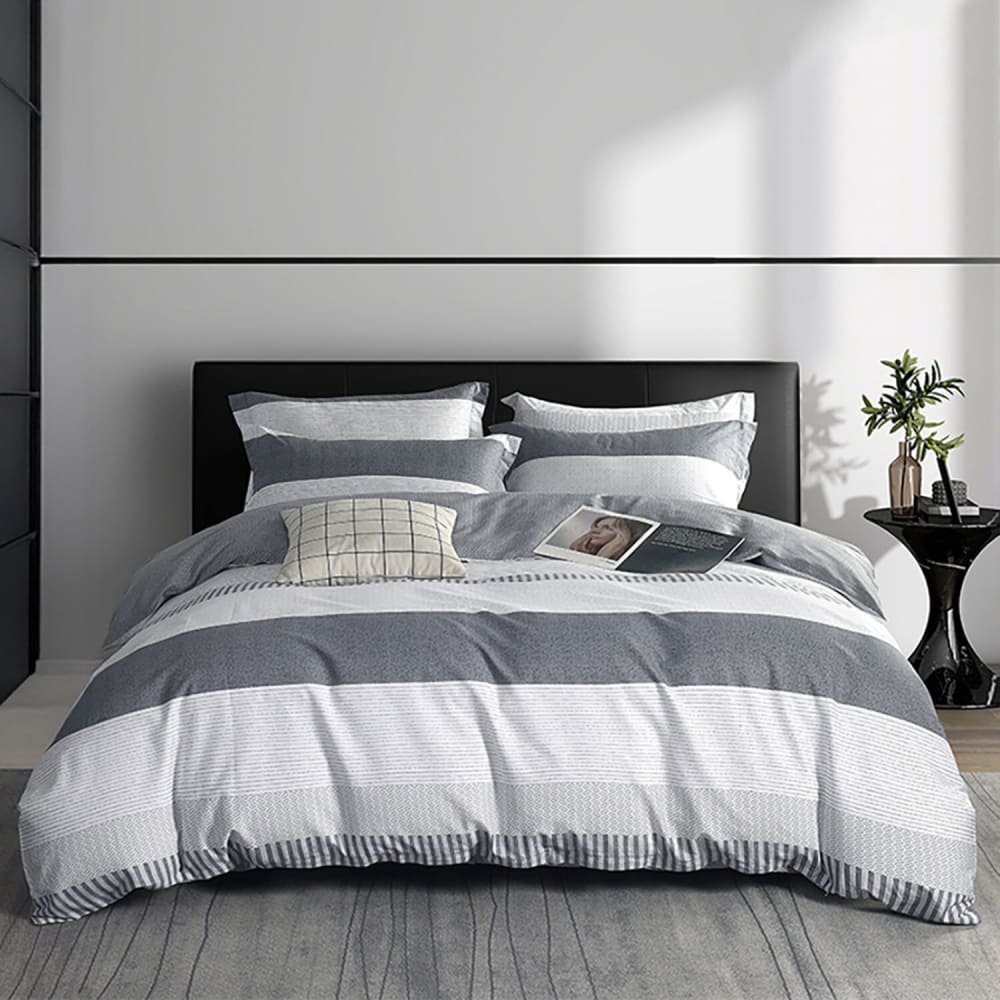 Parure housse de couette en polycoton imprimée + 2 taies 220x240 cm