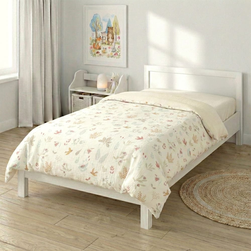 Housse de couette bébé réversible gaze de coton Écru 100x140 cm