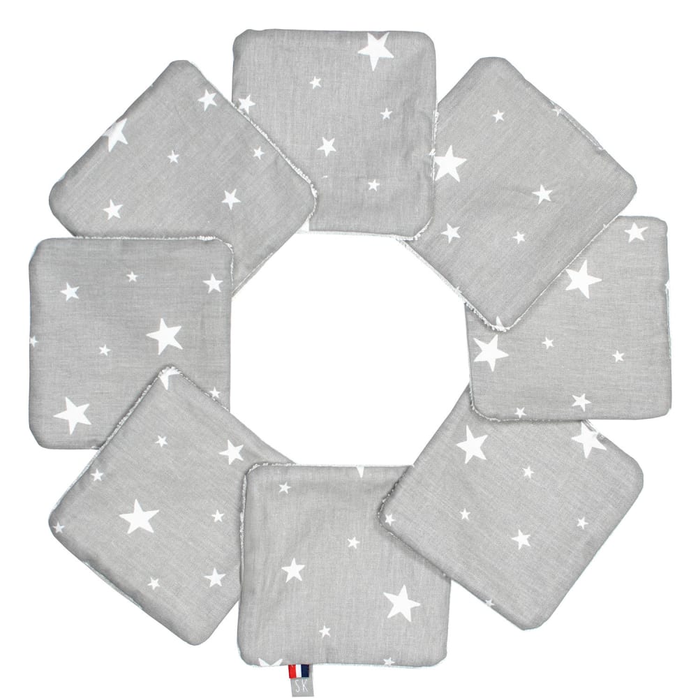 Sevira Kids 8-teilige waschbare baumwoll-babywaschlappen stella style classic chic GRAU Öko-Tex Zertifikat BAUMWOLLE Baby