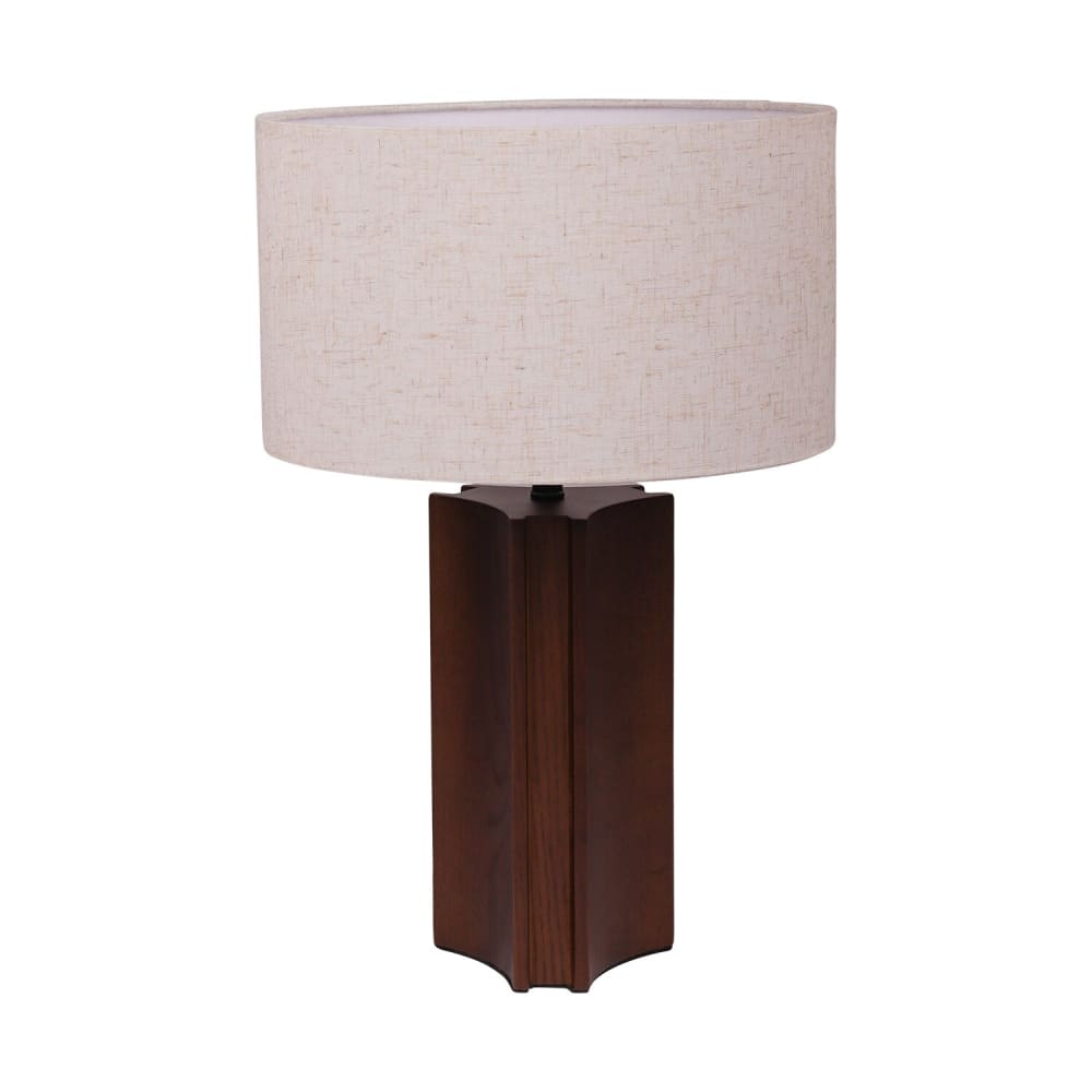 Lampe de table en placage chêne avec abat jour beige, hauteur 45 cm — vue 4