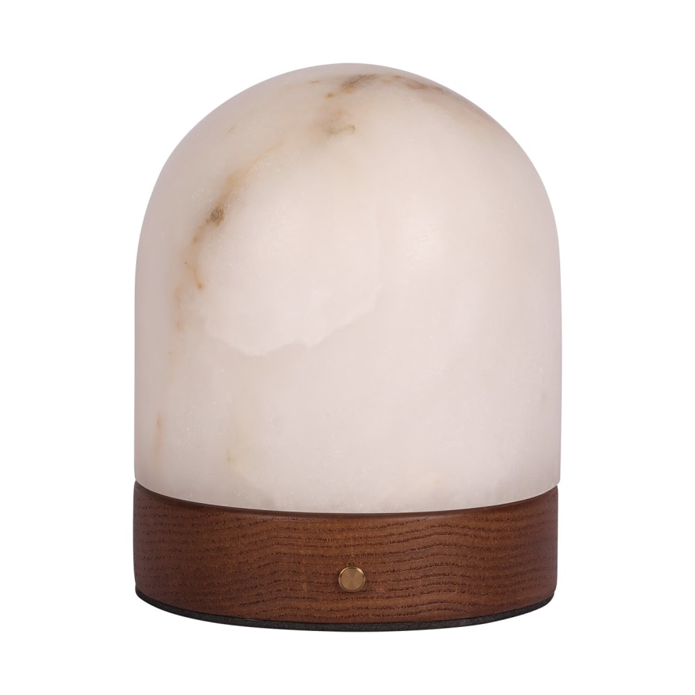 Lampe de table rechargeable en placage chêne et albâtre, hauteur 12 cm — vue 3