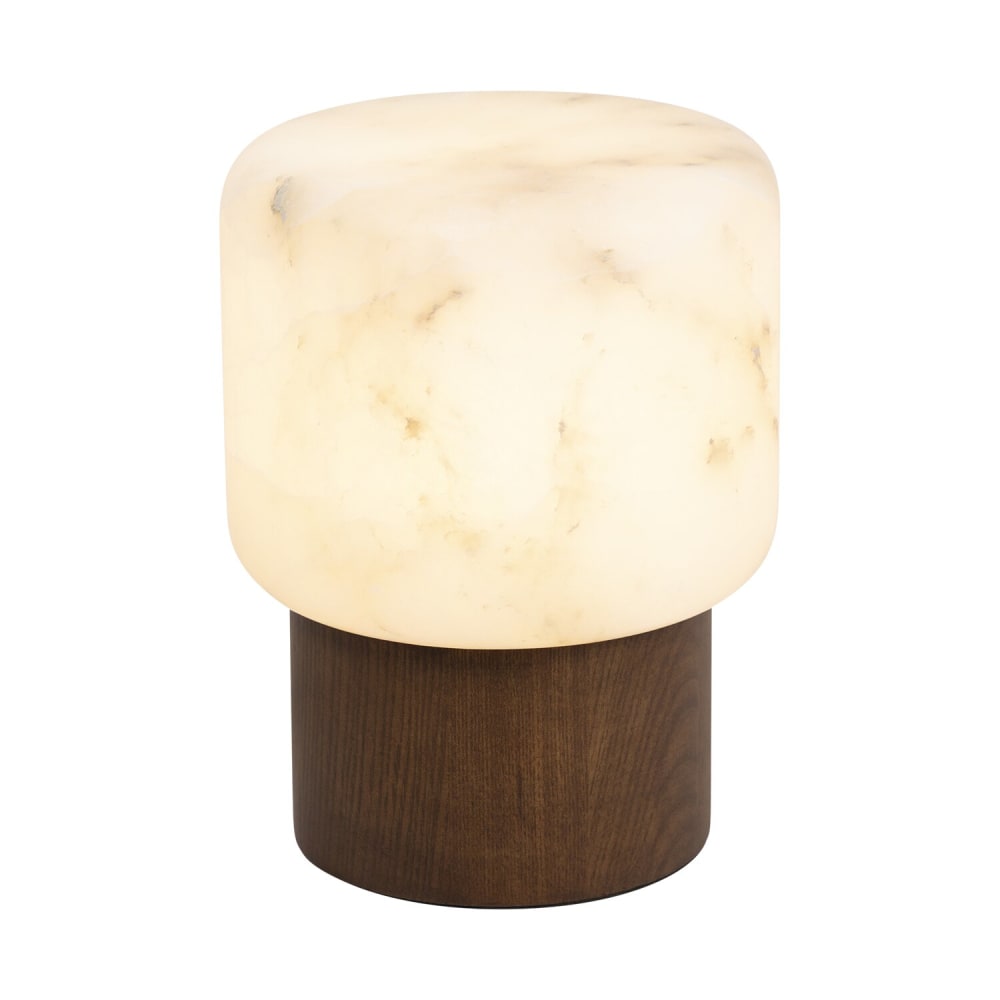 Atmooz Tischlampe aus Alabaster, soft weiß, Ø 19 cm, 25 cm hoch Braun Naturstein
