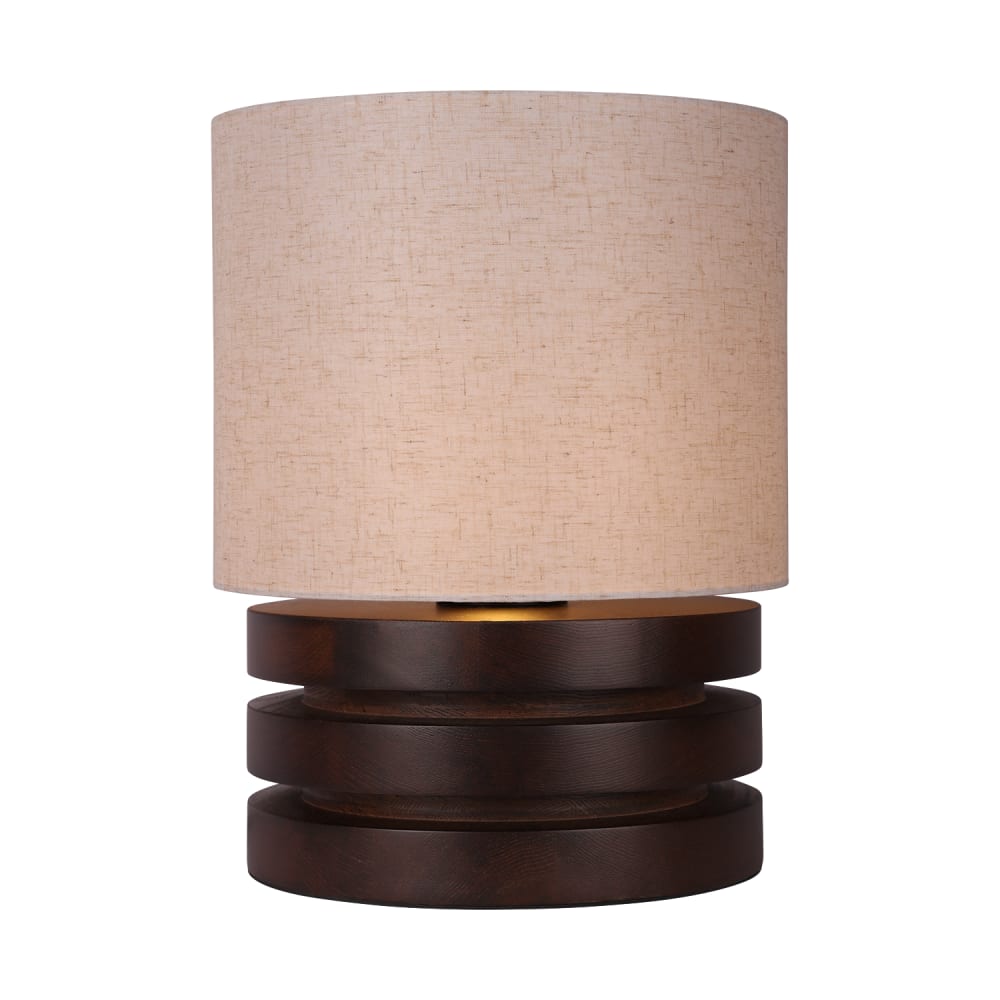 Lampe de table avec pied en placage chêne et abat jour beige