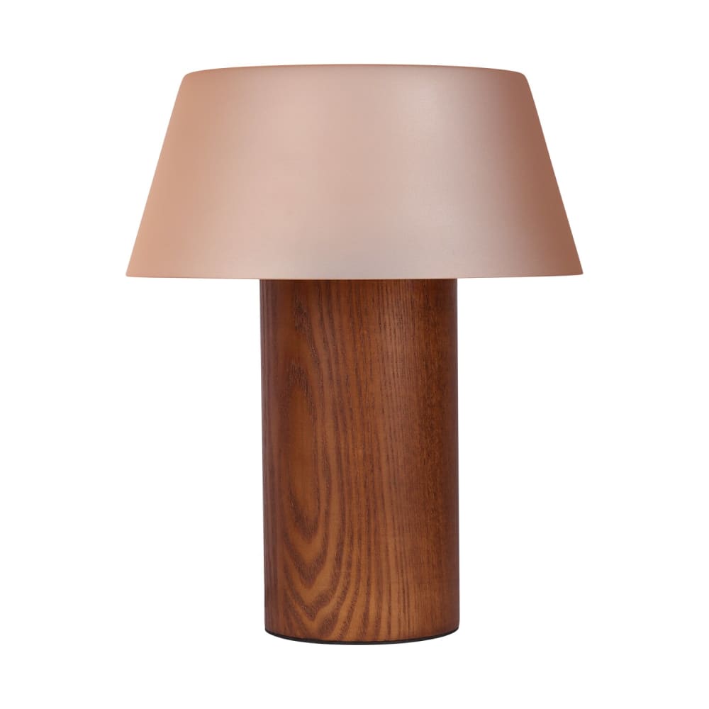 Lampe de table en verre brun avec pied en placage chêne, ø 28 cm — vue 4