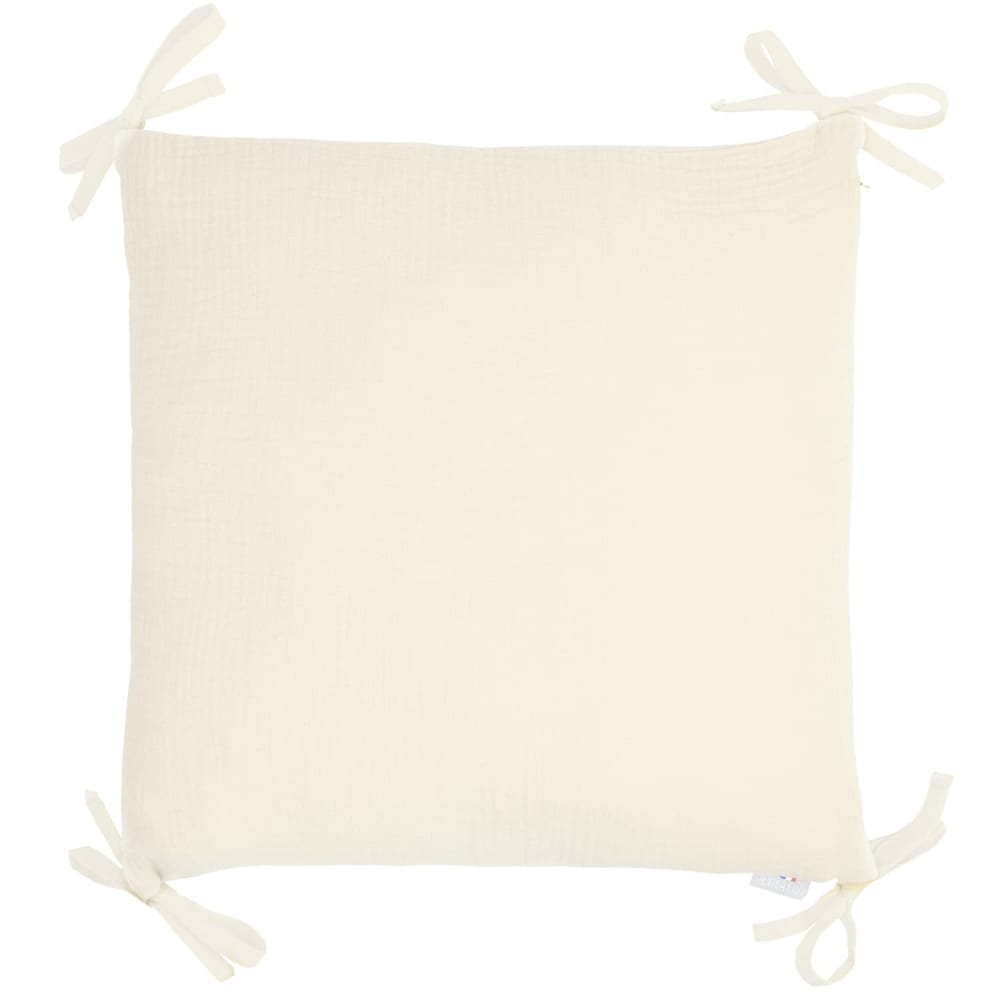 Taie de coussin modulable à nouer en coton écru 40x40 cm
