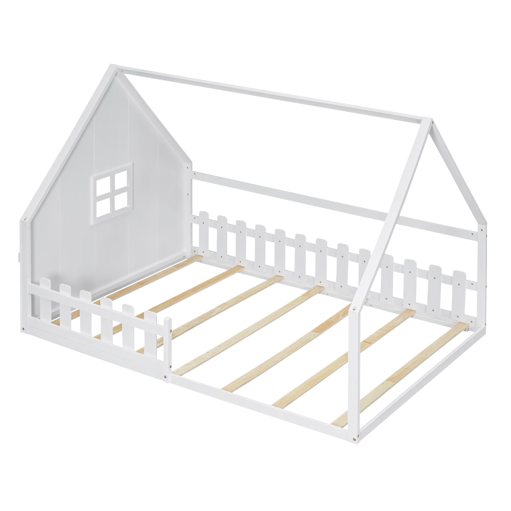 Lit enfant en pin blanc avec balustrade 140 x 200 cm