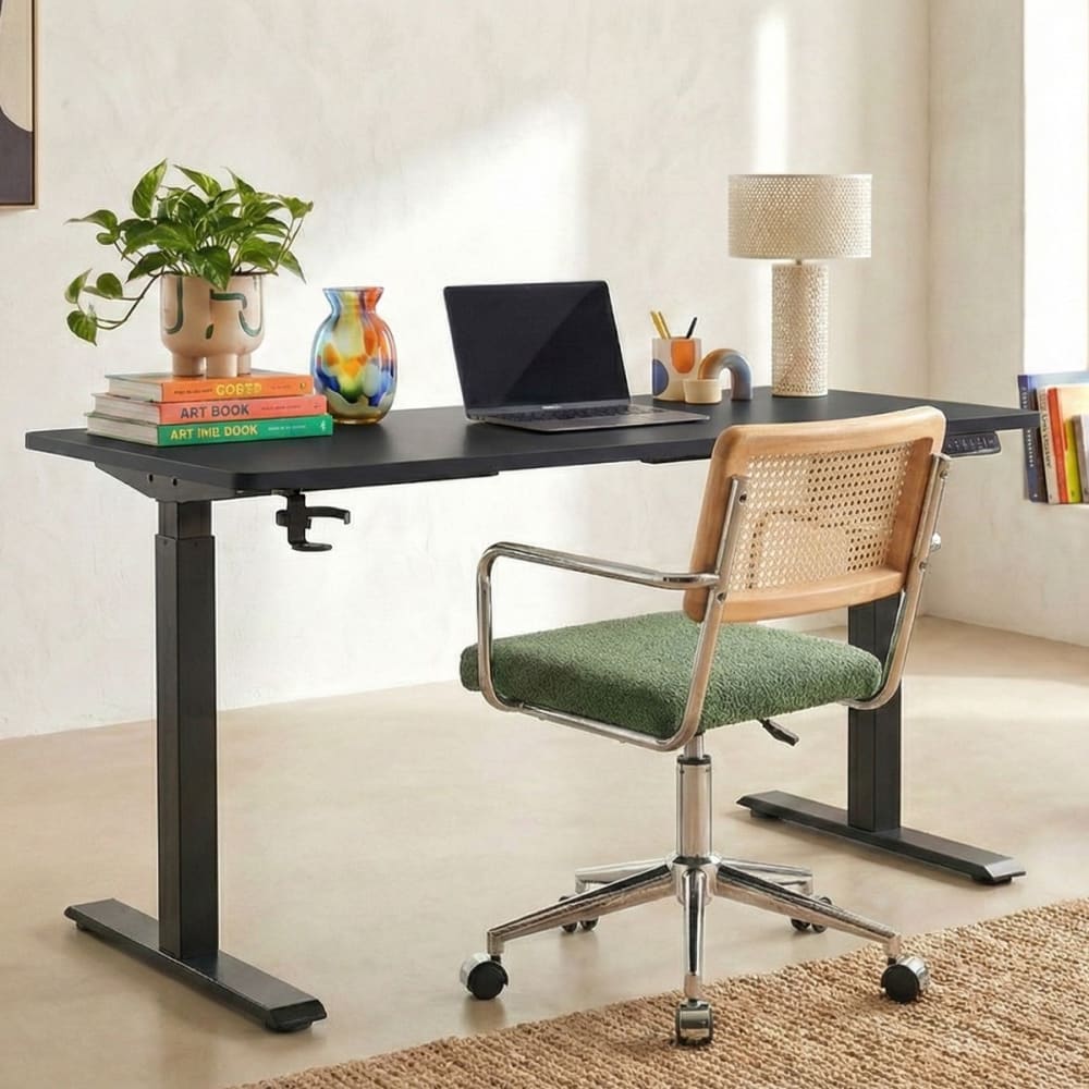 Bureau assis-debout électrique réglable 72-120 cm - ports USB - noir