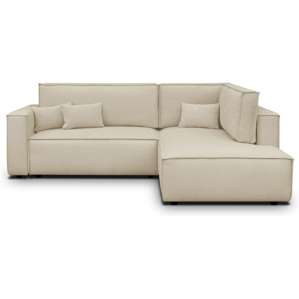 Canapé d'angle droit ouvert convertible 3 pl., chenille beige foncé
