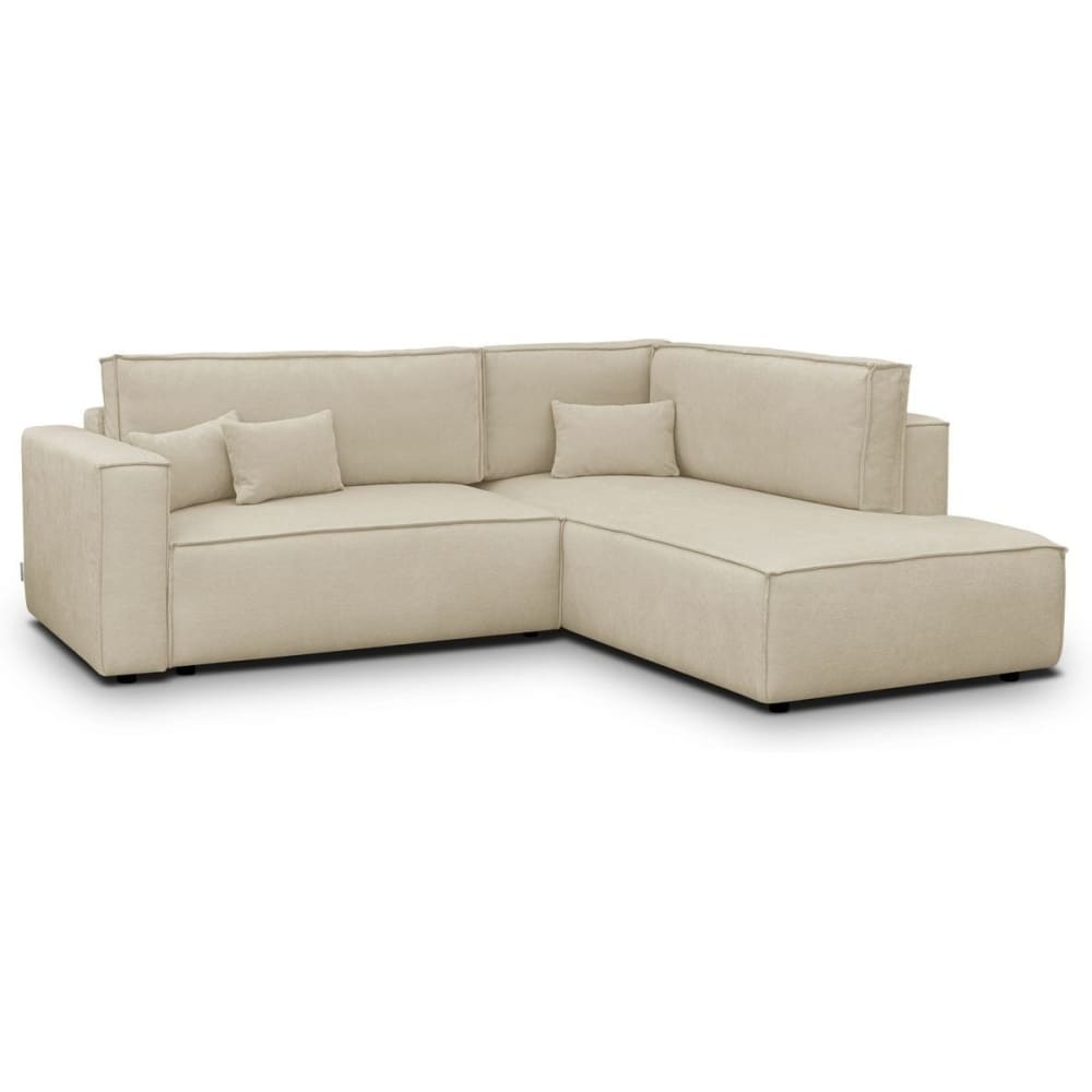 Canapé d'angle droit ouvert convertible 3 pl., chenille beige foncé - image 2