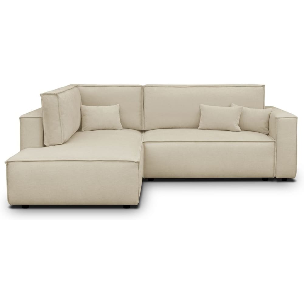 Canapé d'angle gauche ouvert convertible 3 pl., chenille beige foncé