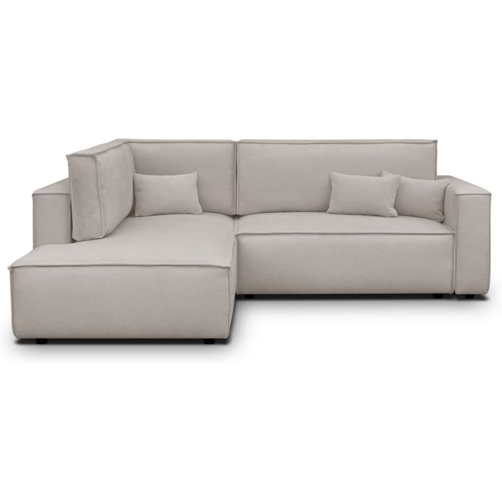 Canapé d'angle gauche ouvert convertible 3 pl., tissu chenille taupe