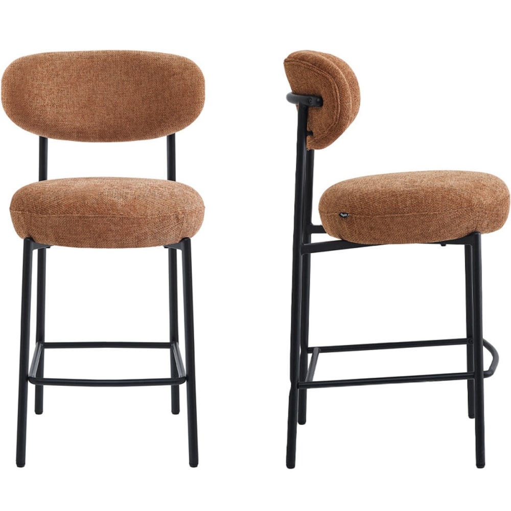 Lot de 2 tabourets de bar en tissu chenille terracotta Lot de 2 tabourets de bar en tissu chenille terracotta