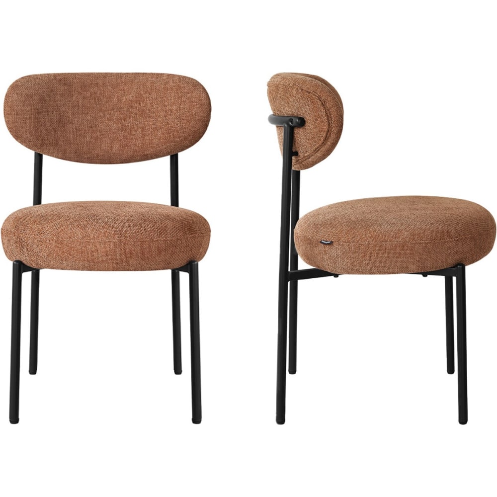 Lot de 2 chaises de salle à manger en tissu chenille terracotta Lot de 2 chaises de salle à manger en tissu chenille terracotta
