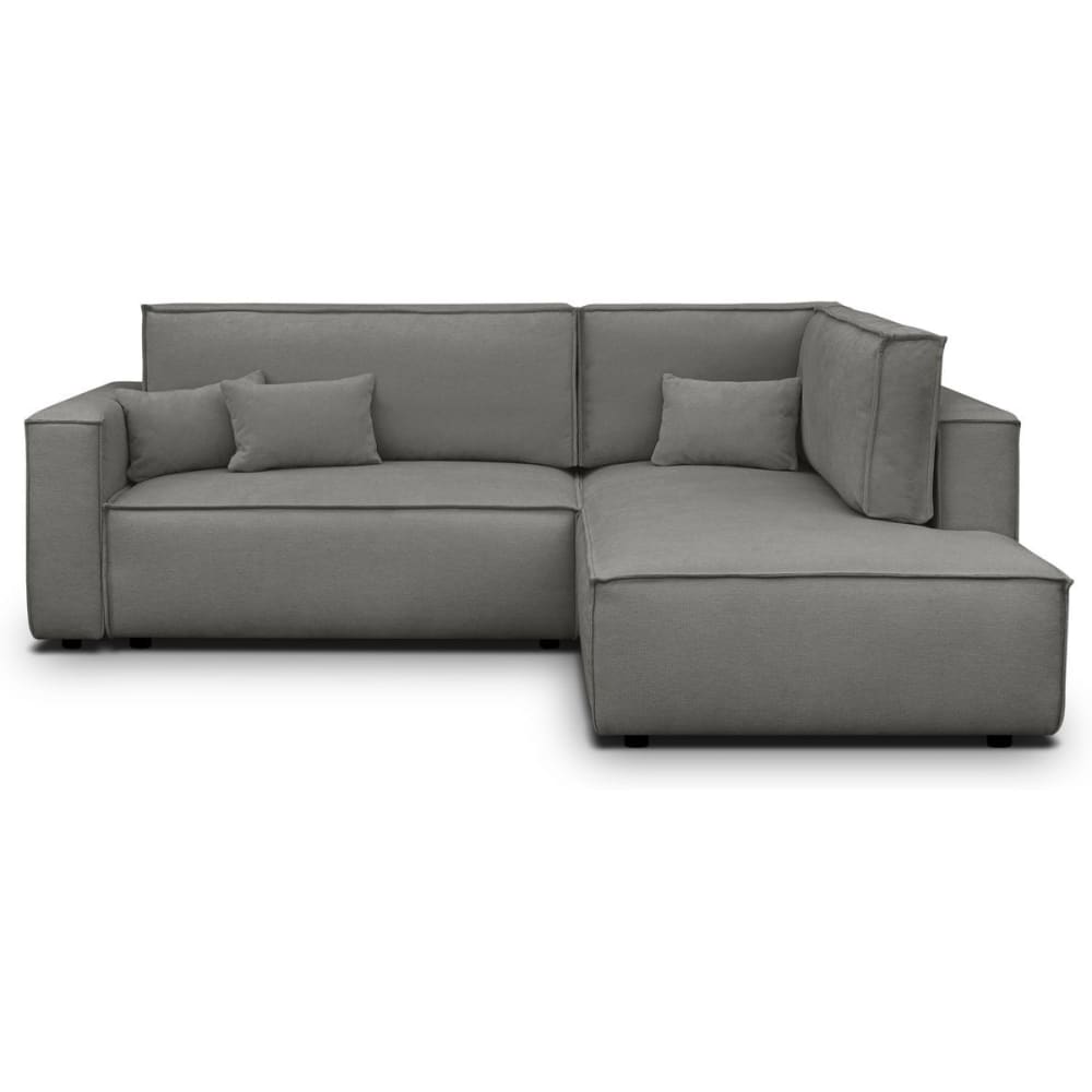 Canapé d'angle droit ouvert convertible 3 pl., tissu chenille gris