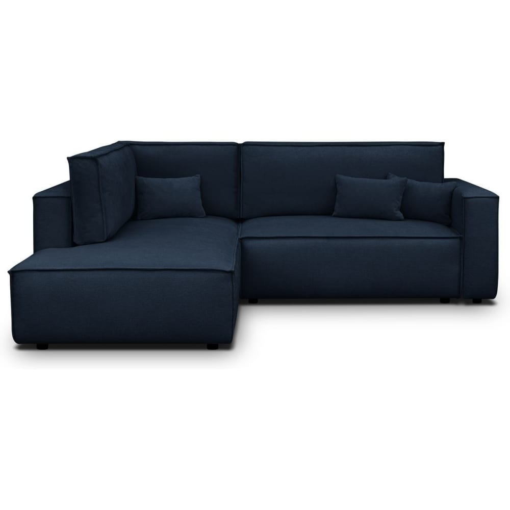 Canapé d'angle gauche ouvert convertible 3 pl., tissu chenille bleu