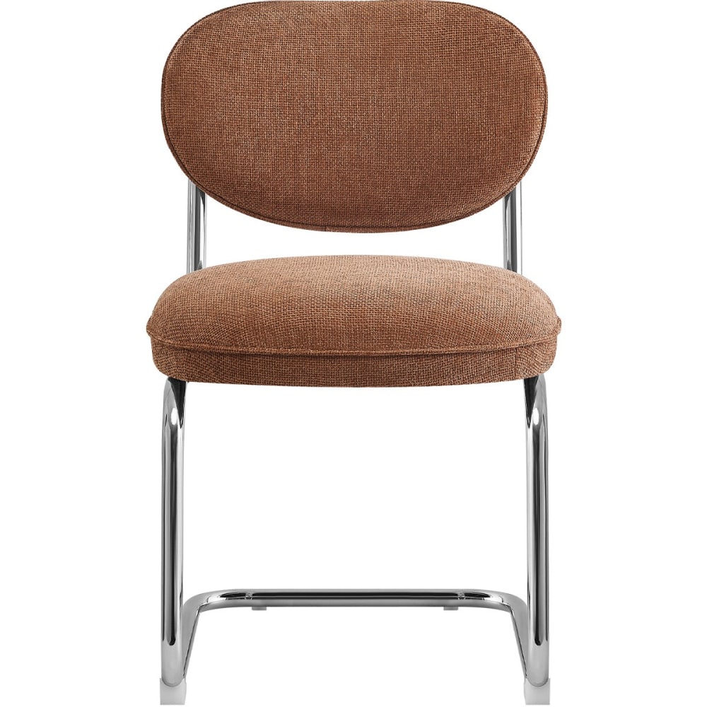 Lot de 2 chaises de salle à manger chromées en chenille terracotta - image 3