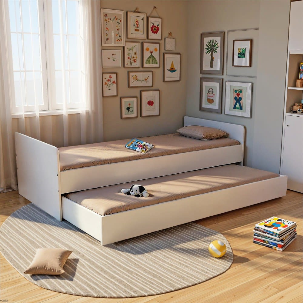 Lit gigogne 90x190 cm blanc - image 2