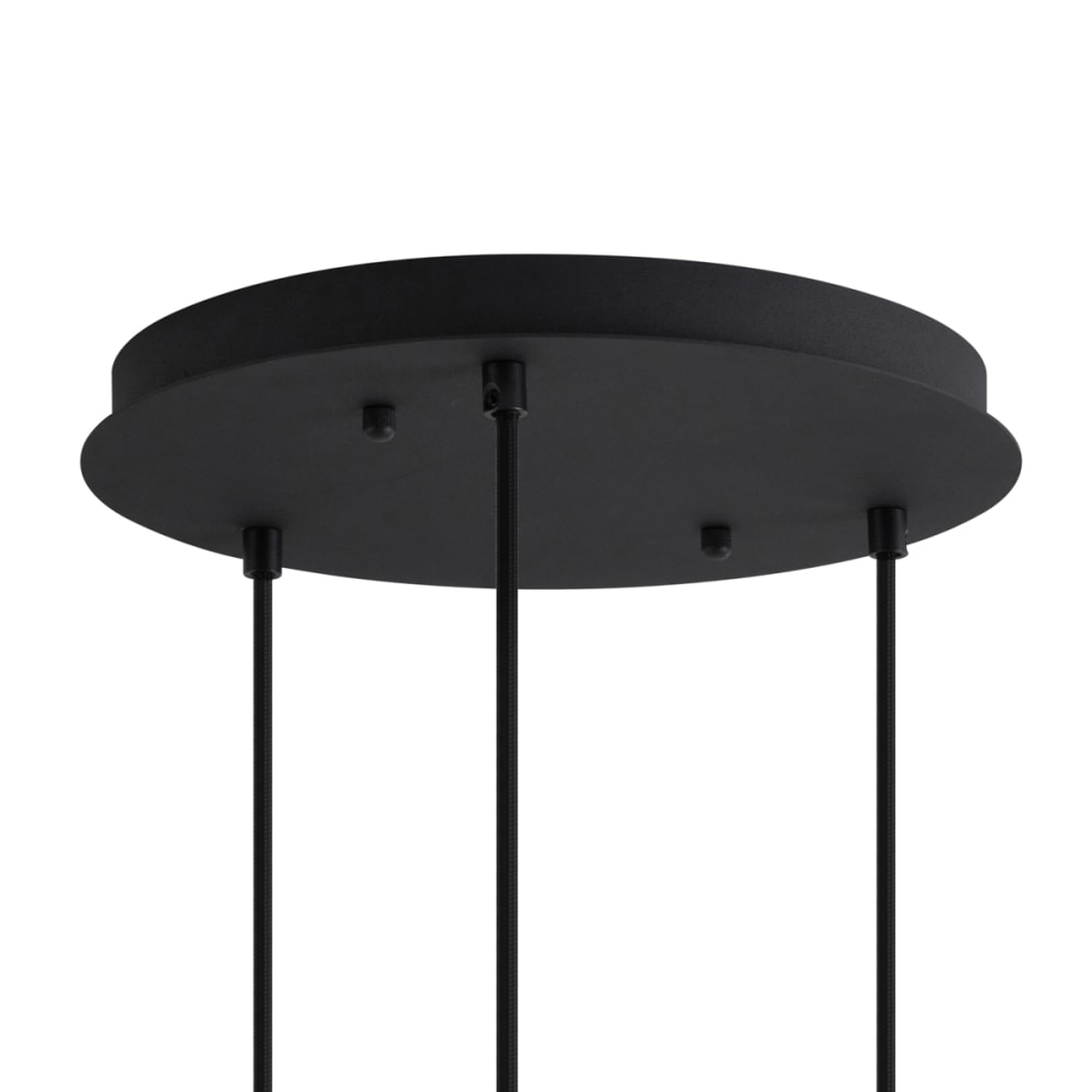 Suspension art déco noire verre bleu vert 3 lampes — vue 4