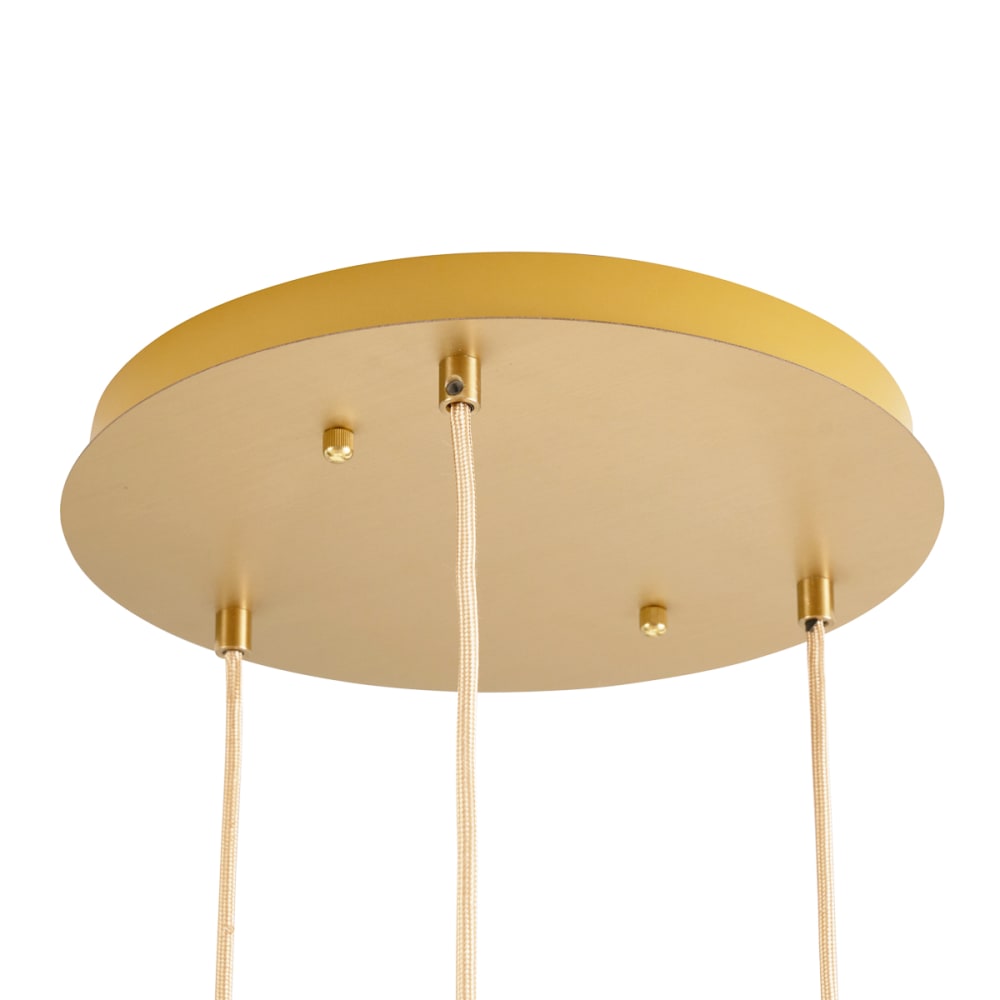 Suspension art déco laiton verre ambré 3 lampes — vue 4