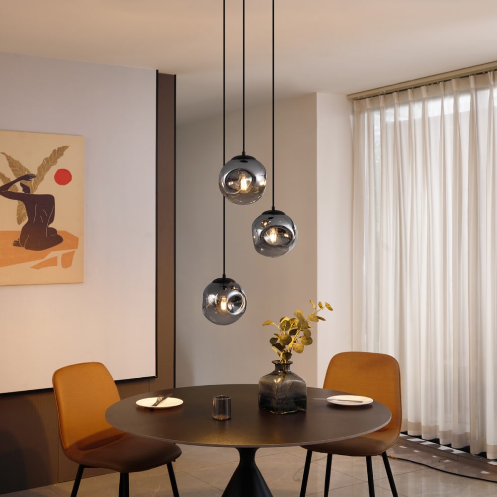 Art-Deco Hängelampe Schwarz Rauchglas - Maisons Du Monde