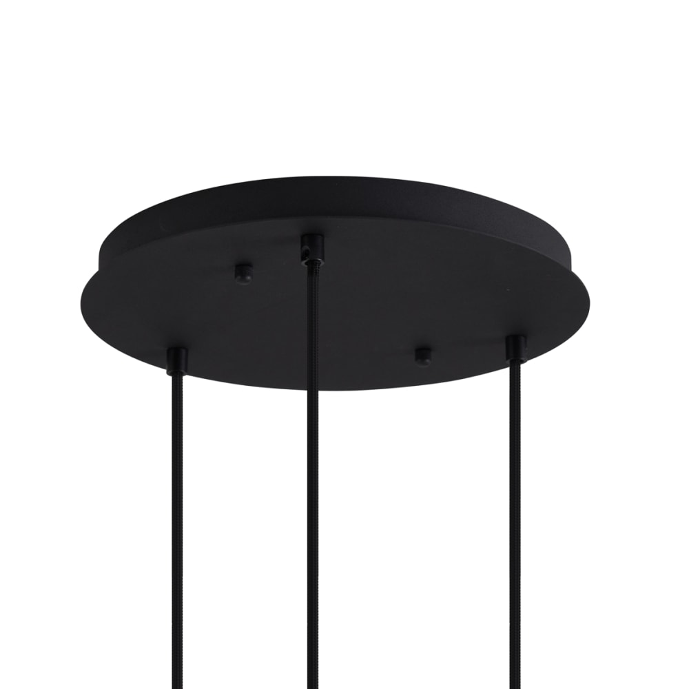 Suspension art déco noire verre fumé 3 lampes — vue 4