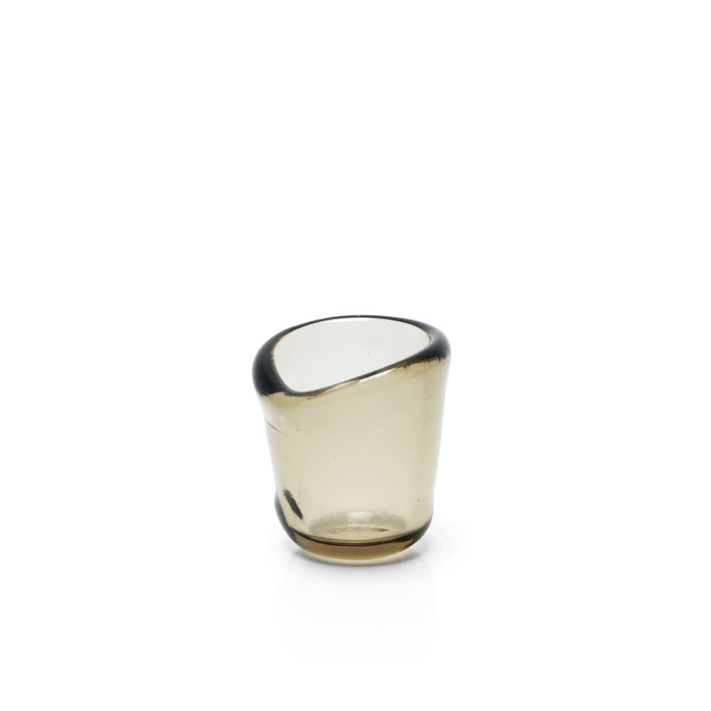 Kerzenhalter aus lavaglas in anthrazit, 7x7x6cm - Maisons Du