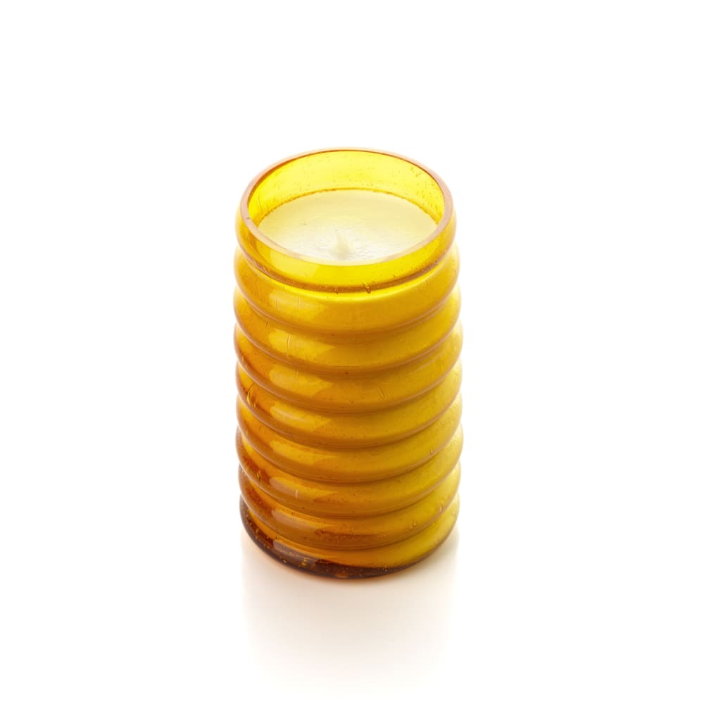 Bougeoir en verre miel jaune 7,5x7,5x12,5cm — vue 3