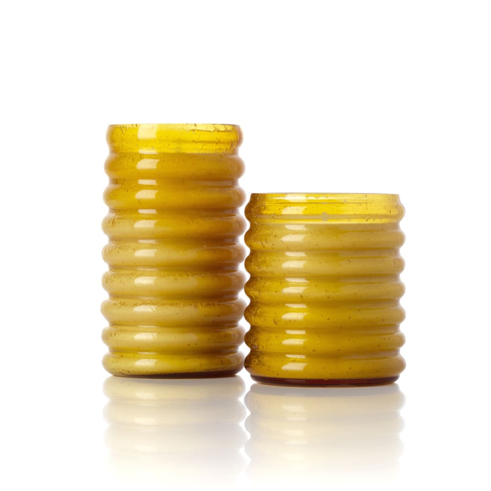 Bougeoir en verre miel jaune 7,5x7,5x12,5cm — vue 4