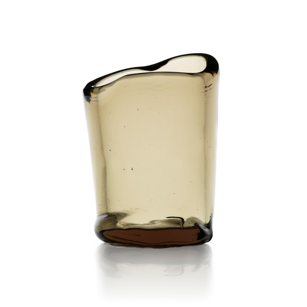 Bougeoir en verre lava charbon 12x12x16cm