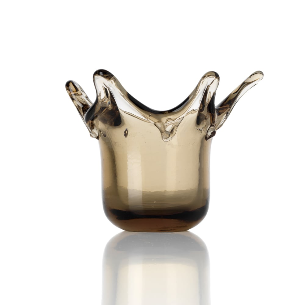 Bougeoir en verre marron 13x13x13cm