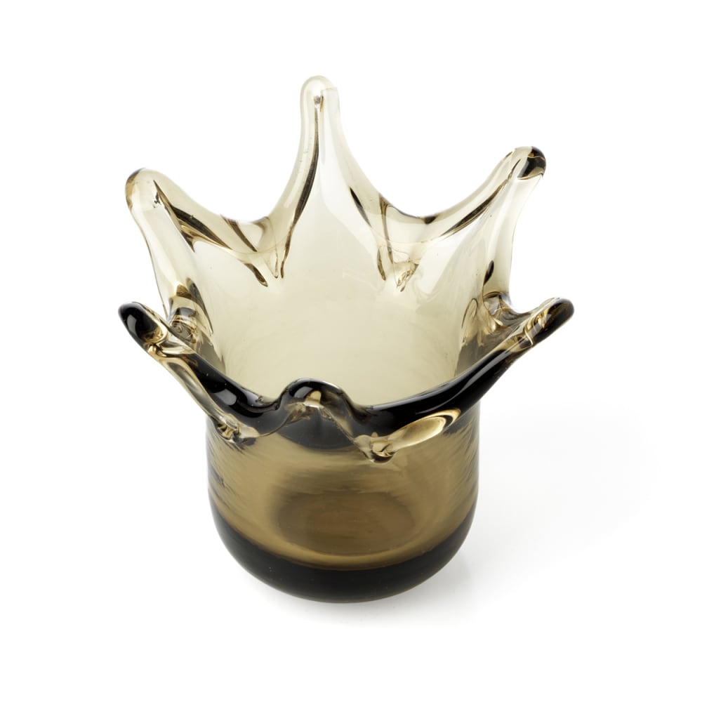 Bougeoir en verre marron 13x13x13cm — vue 3