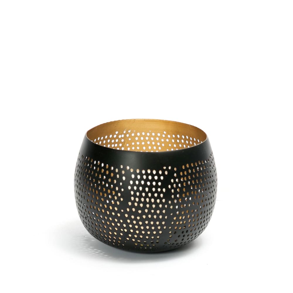 Bazar Bizar Kerzenhalter aus messing in schwarz und gold, 10x10x12cm Mehrfarbig Metall