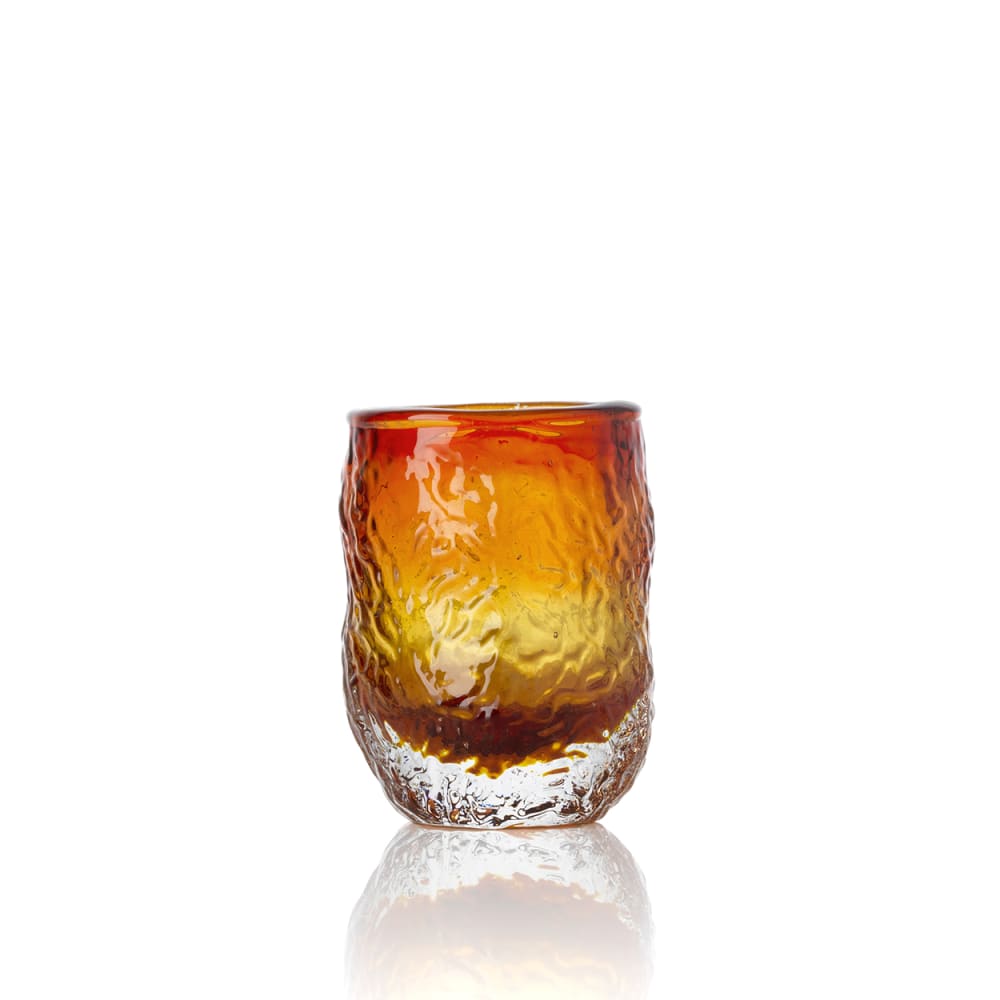 Verre en verre orange 8,5x8,5x10,5cm