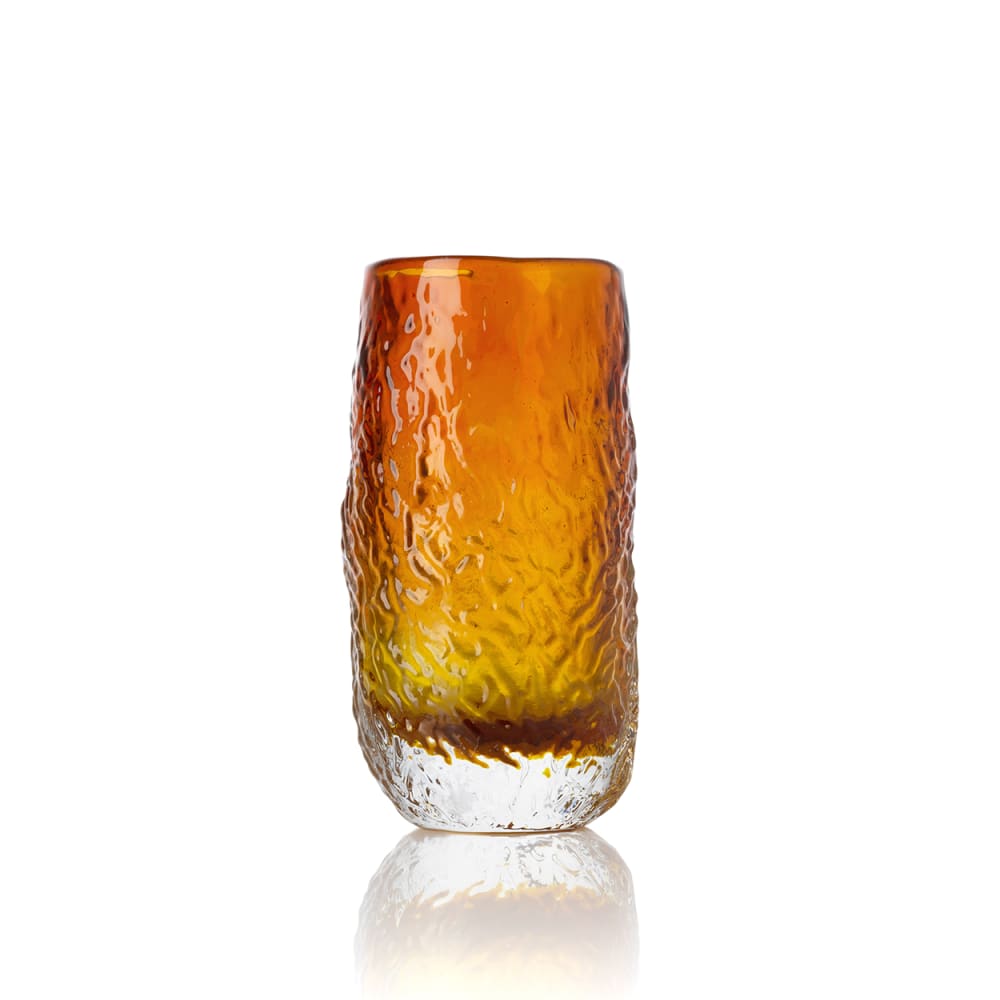 Verre haut en verre orange 8x8x16,5 cm