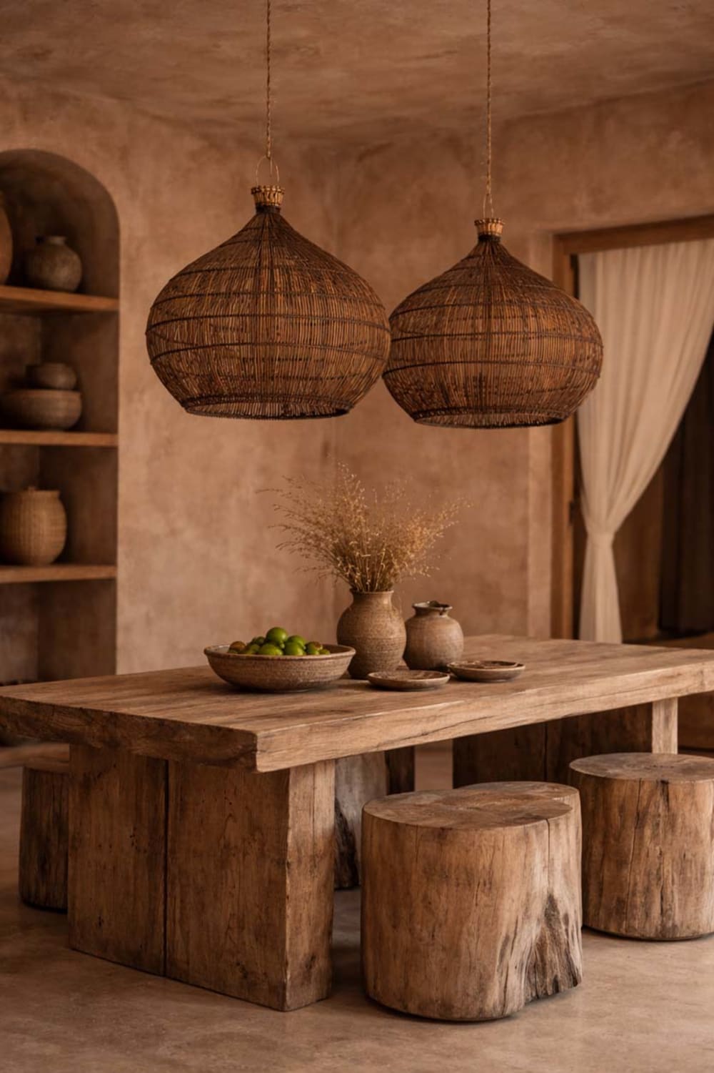 Suspension en bambou marron 70x70x62cm