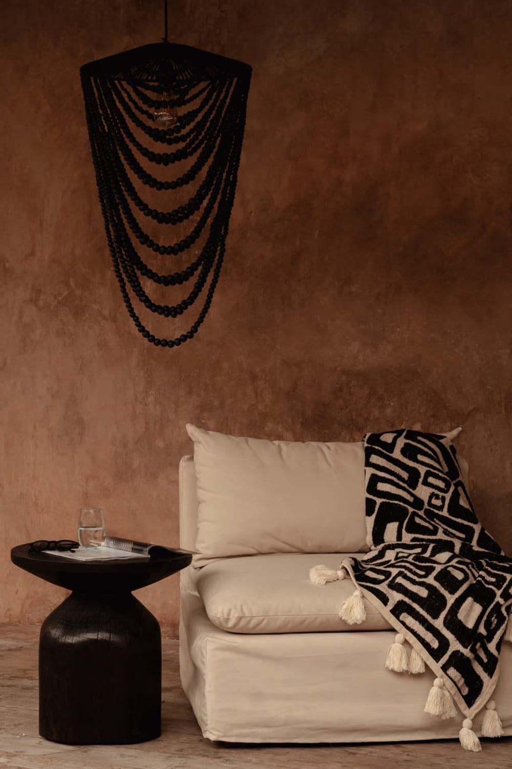 Lustre bois et fer noir 47x47x80cm — vue 3