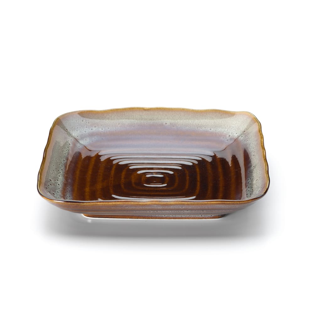 Assiette en céramique marron et gris 21x21x4,3cm Assiette en céramique marron et gris 21x21x4,3cm