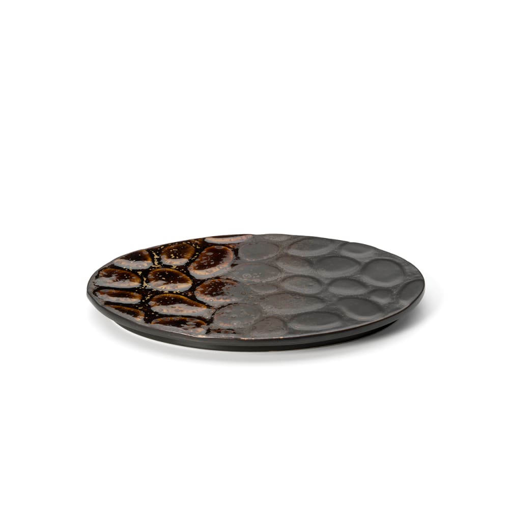 Plat de service ovale en céramique marron 25,9x18x2cm